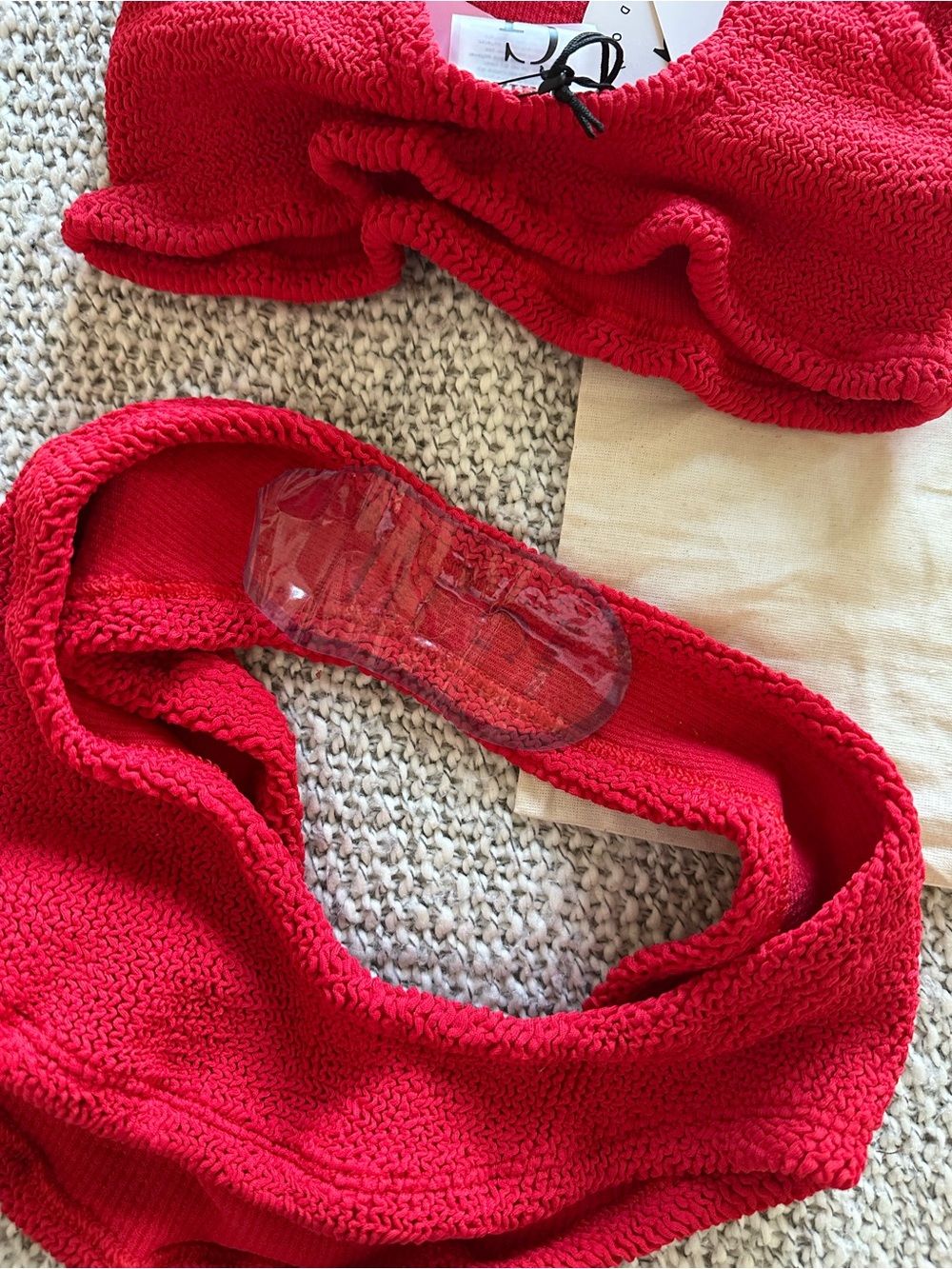 Hunza G Red Xandra Bikini Top with V Waist Bikini Bottom - Picture 5 of 9